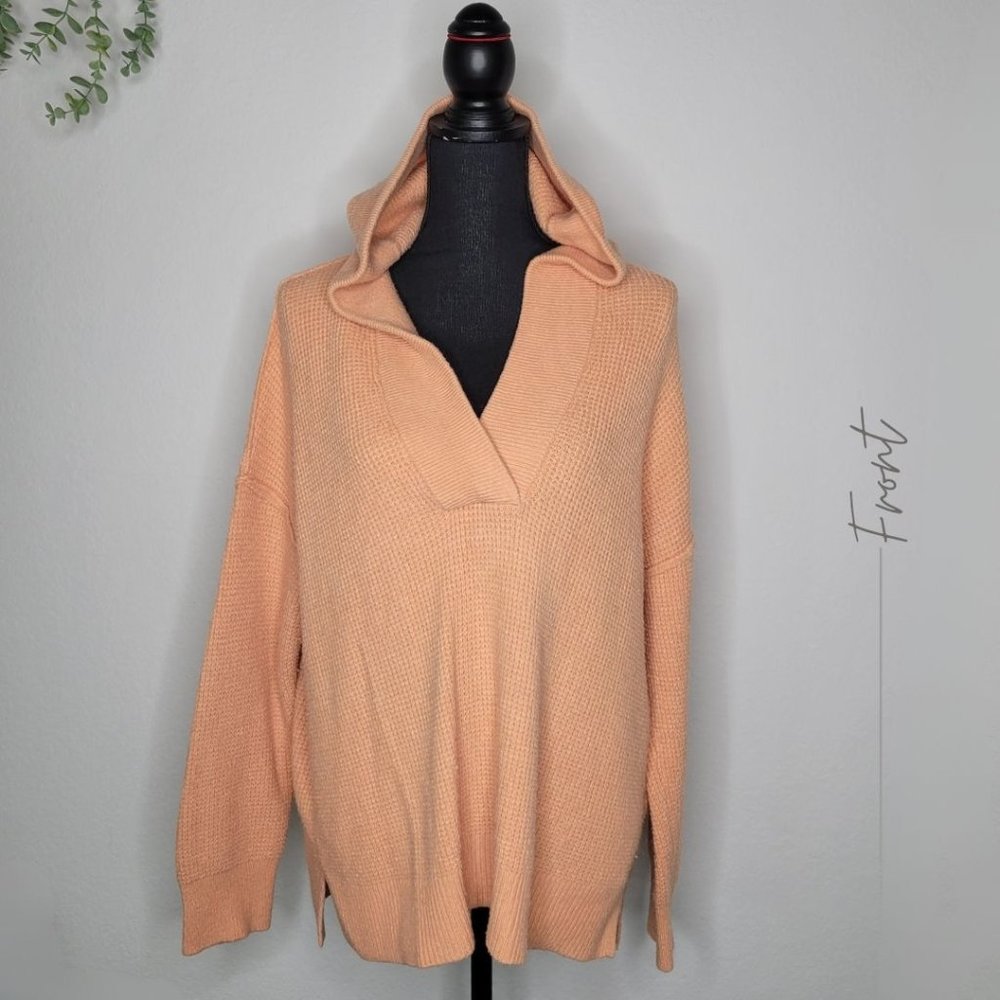 PEACH OVERSIZED SWEATER WITH HODDIE FOR WOMEN